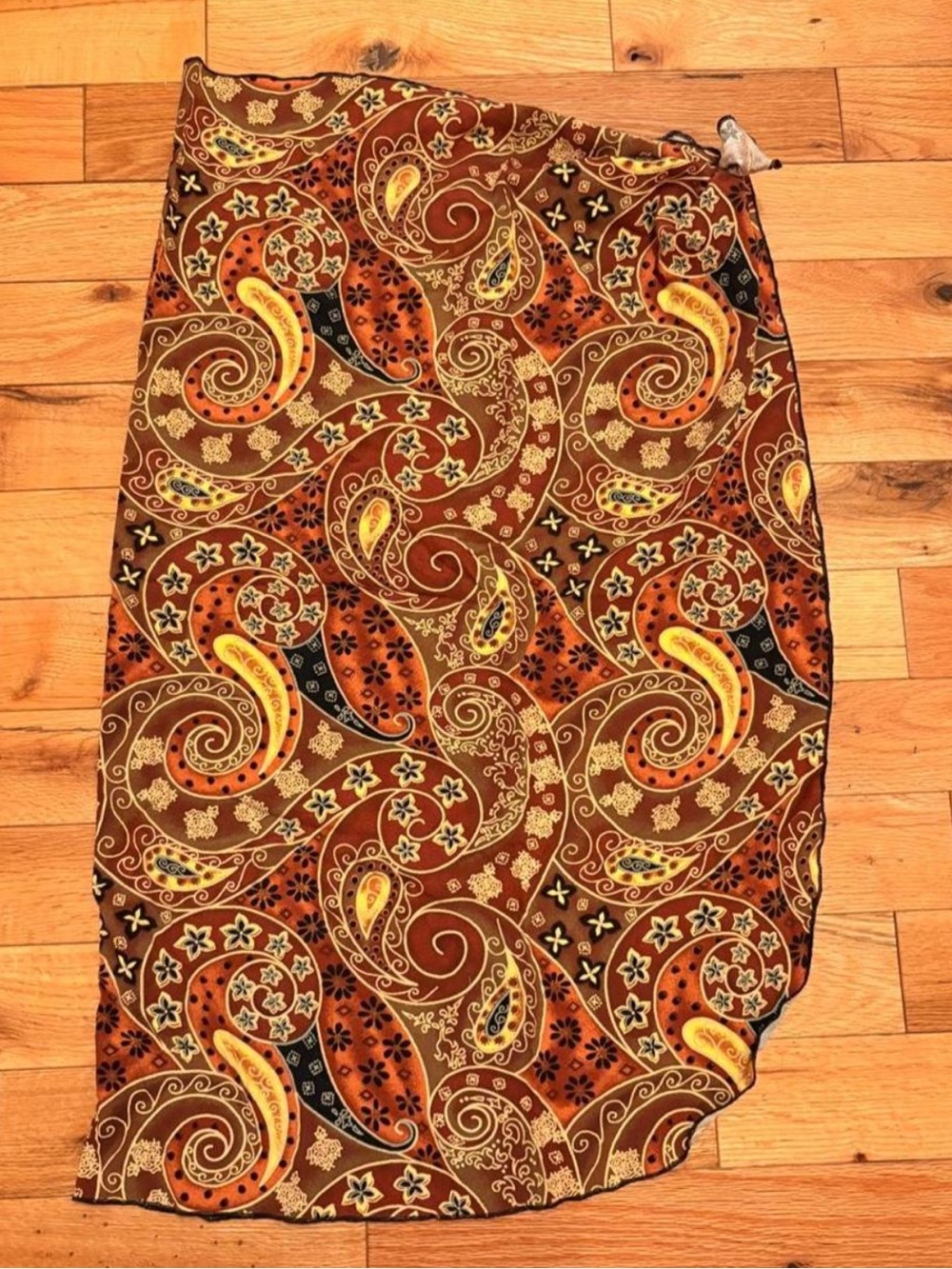 Paisley Print Brown Wrap Skirt - Women